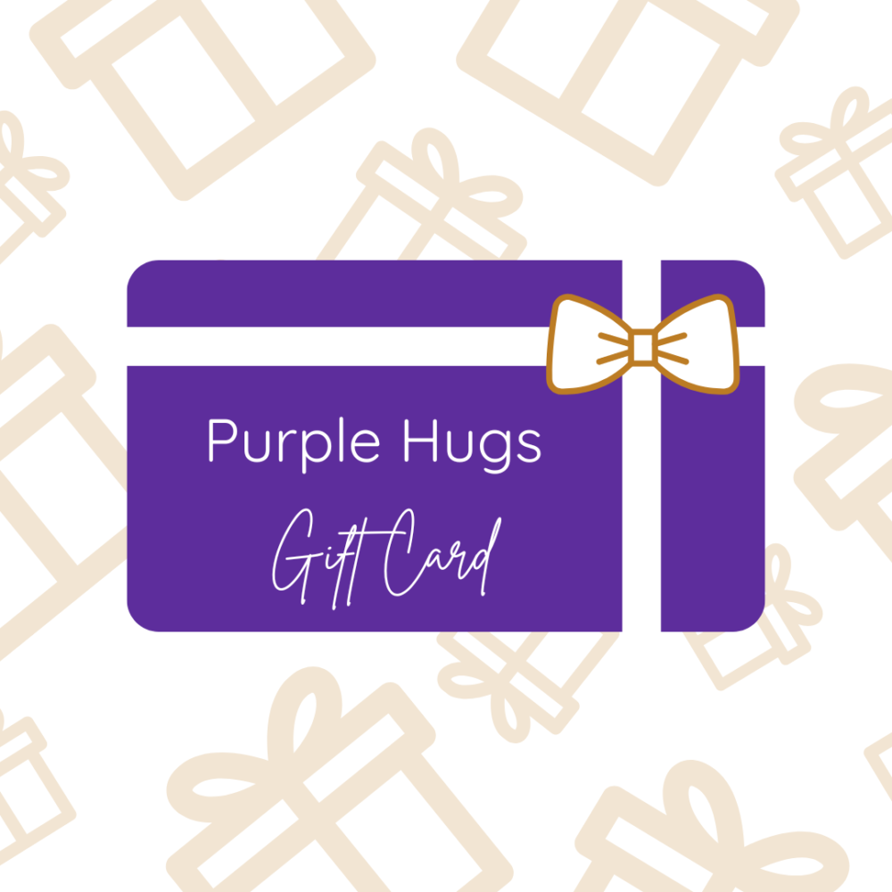 Purple Hugs Gift Card for custom photo magnets set of 6 or 12